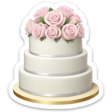 Fancy white wedding cake with light pink roses realistic  sticker