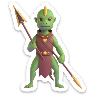 reptilian humanoid troglodyte warrior with spear from Heroes of Might and Magic 3 sticker