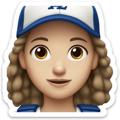 White girl with brown eyes and dark brown hair with dodgers baseball cap  sticker
