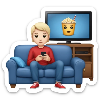 person watching a movie on the TV in their living room sticker