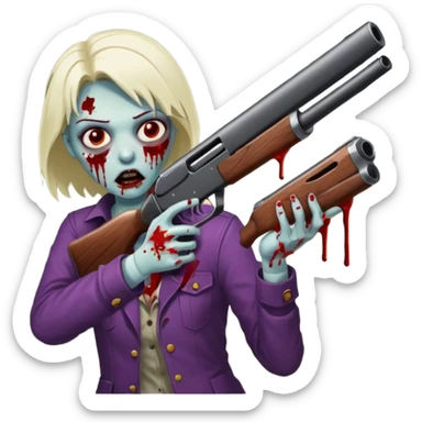 Person shooting shotgun at zombie, action pose, blood splatter, dark horror style, no background








 sticker