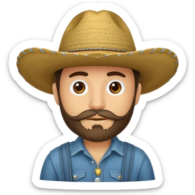 Un muchacho con sombrero vaquero y con barba completa sticker