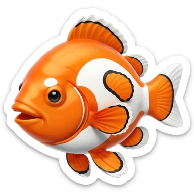 Full body of a clownfish, apple emoji style sticker