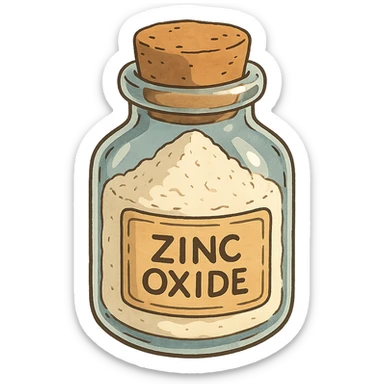 ghibli style zinc oxide powder in a small glass jar sticker