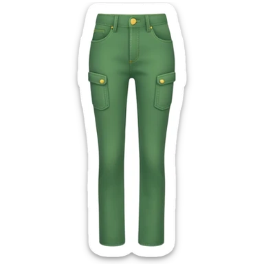 A 3D cartoon green  jeans with pockets and stitching details, casual slim fit, clean isolated background, Memoji-style. sticker