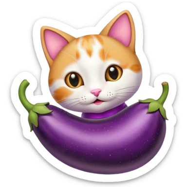 Kitty with eggplant  sticker