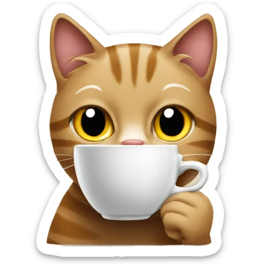 Cat drinking coffee  sticker
