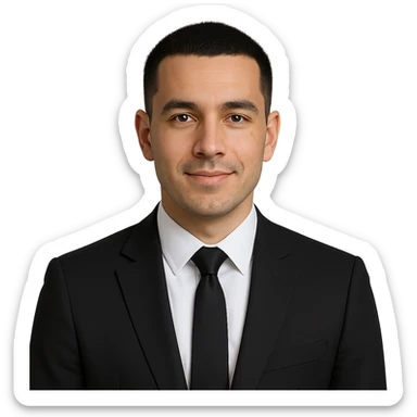 avatar image of a business man with black, very short hair cut, modern clean style sticker