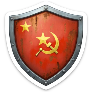 generate a very realistic shield with the USSR flag sticker