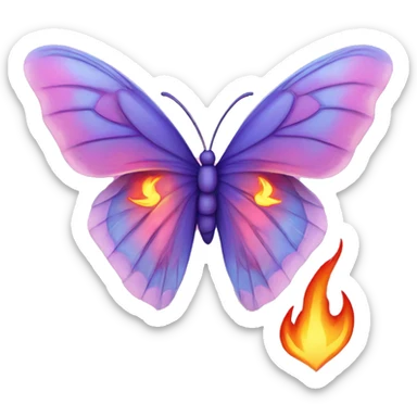 Heart with butterfly wings with flames of fire sticker