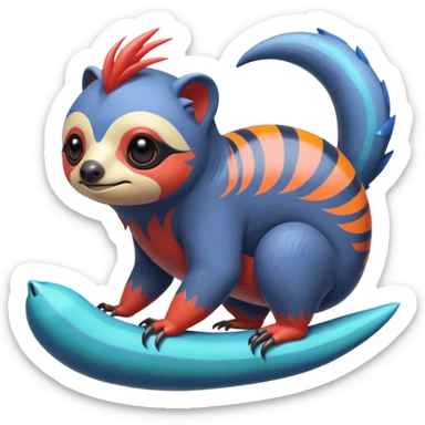  exotic tropical cyber-Sleuth-Sloth-Litten-Linoone-Noibat-Fakémon-Pokémon-Vernid-creature sticker