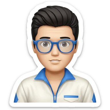 A boy with an Elvis Presley mask with glasses dressed as Elvis Presley sticker