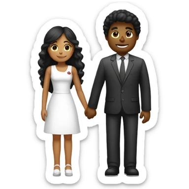 un abrazo de chica negra a hombre blanco calvo sticker