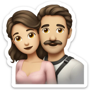 Man with brown hair and mustache kissed beautiful girl with dark brown hair  sticker