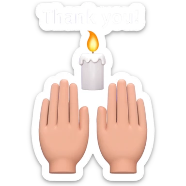 A fb picture that shows thanks with a Vertical position🙏 hands praying and seperatly a candle burning with vilet bluish color backgroundA fb picture that shows thanks with a hands praying and a candle burning with vilet bluish color background and the words Thank you! sticker
