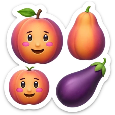 Make an emoji of a peach and eggplant sticker