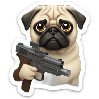 pug with a gun sticker