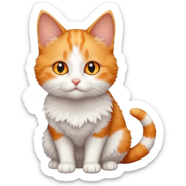 full body small short hair ginger and white cat with orange eyes  sticker