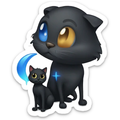 Black cat with estés blue sticker