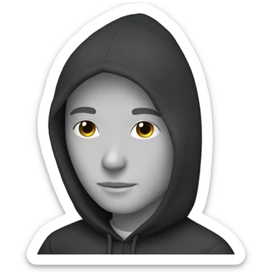 A white person who works as a programmer wears a black hoodie sticker