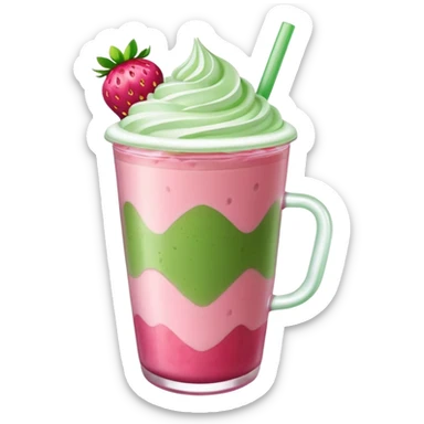 iced strawberry matcha latte sticker