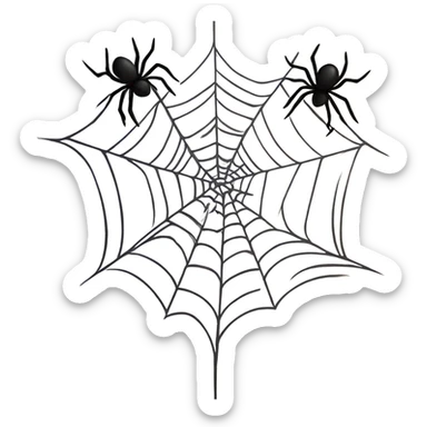 Spider webs with a few spiders on it, in a wall corner, goth looking sticker