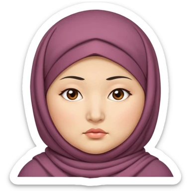 ASIAN WOMAN WITH HIJAB, CHUBBY, SERIOUS FACE sticker