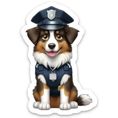 australian Shepherd in Police Uniform sitting sticker