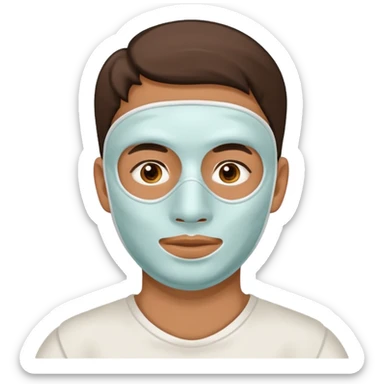 man with white clay face mask sticker