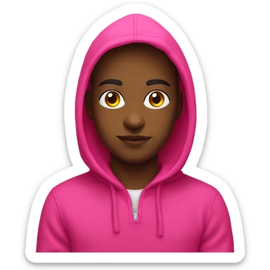 bright pink hoodie with tittle “stockholm” sticker