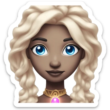 magical diva with pink andromedan skin long hair and blue eyes glowing third eye sticker