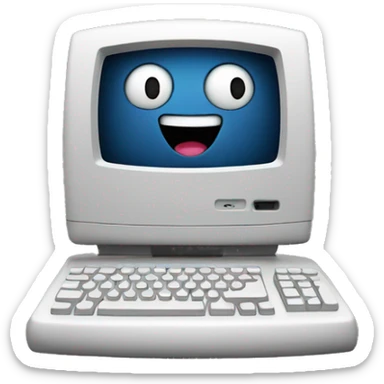 Computer with happy face emoji  sticker