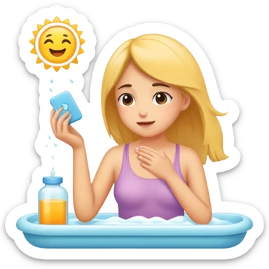a girl doing self-care routine sticker