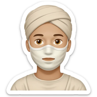 man with white clay face mask sticker