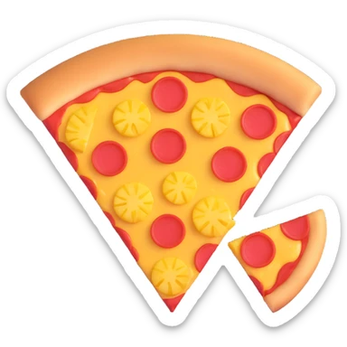 slice of pizza with chunks of pineapple, devil horns, playful and mischievous vibe sticker
