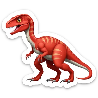Red velociraptor with 2 legs 2 arms and 1 tail sticker