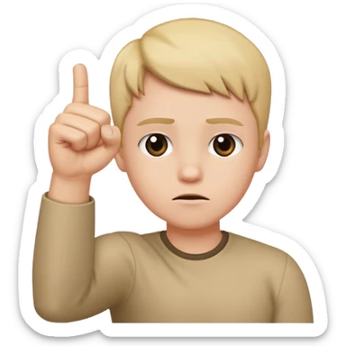 😔 use this emoji but make him have an arm up with a fist sticker