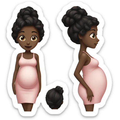black hair girl white skin pregnant sticker