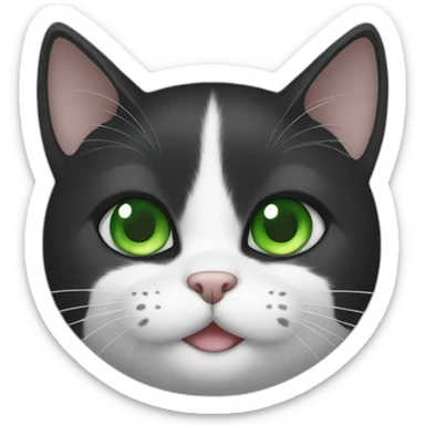 black and white cat with green eyes sticker
