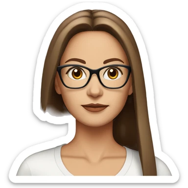 50 years old girl
long brown hair with straight styling
light skin
glasses with refined frame
Brown eyes with cat eye liner sticker