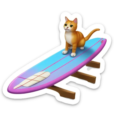 Delfín encima de una tabla de surf con un gato encima sticker