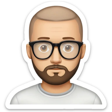 Buzz cut WITH BEARD and cool glasses sticker