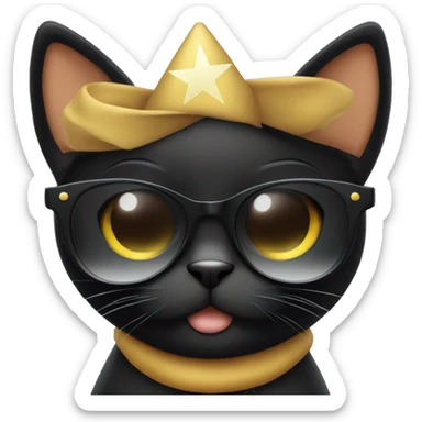 Cute Black cat wearing star shaped sunglasses that is holding a sign with both hands that reads “In the clerb we all fam”  sticker