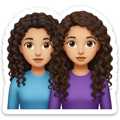 Pretty tan girl with dark curly hair with light skin girl with long dark wavy hair sticker