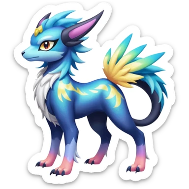 Shiny Sunny furry neon colorful scaly painted Asian pastel-gradient Absol-Meloetta-Solgaleo-Luxray-Suicune-fusion sticker