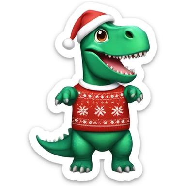 Dinosaur with an ugly Christmas sweater  sticker