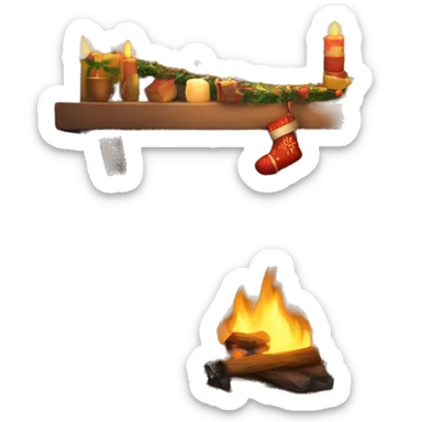 New Year's cozy fireplace sticker