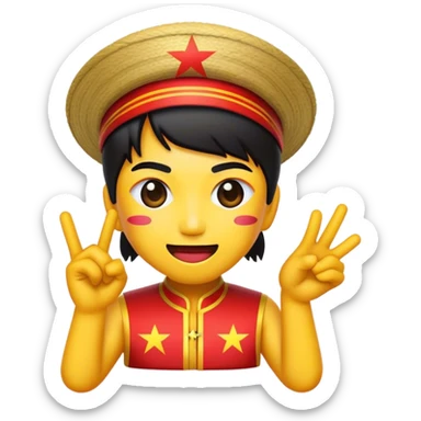 Cinematic Realistic V-pop Music Pop Culture Emoji, showcasing a modern, energetic representation of Vietnamese pop culture rendered with vivid textures and dynamic, colorful lighting. sticker
