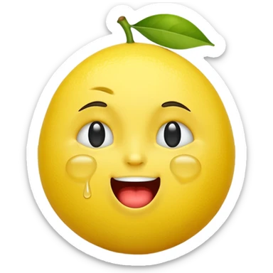 Lemon emoji 🍋 with a crying laughing face 😂 sticker