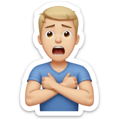 arms crossed holding neck screaming guy sticker